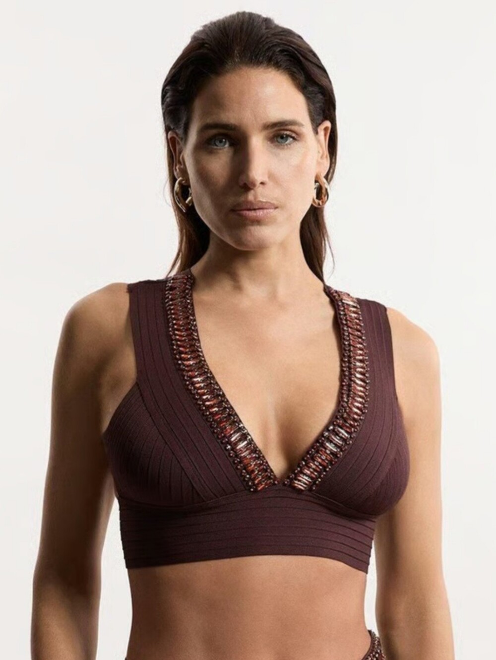 Karen MillenBandage Embellished Trim Cut Out Bikini Top Size M